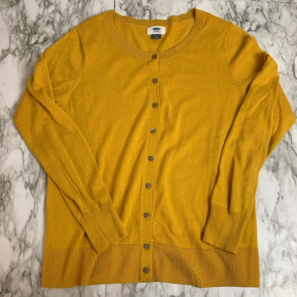 Old Navy Sweaters - Old Navy Mustard Yellow Crewneck Cardigan